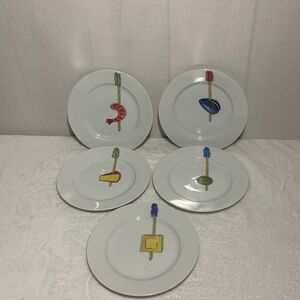 Crate and barrel by Nancy Green tidbits appetizer plates porcelain set of five